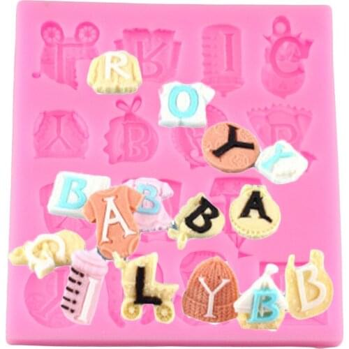Baby Clothes Cupcake Topper Silicone Mold DIY Baby Birthday Candy Clay Chocolate Cake Decorating Tools Cake Border Fondant Molds