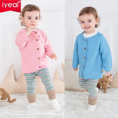 IYEAL Kid Baby Boys Girls Sweaters Autumn Winter Warm Soft Knitted Solid Color Long Sleeve Children Toddler Tops Sweater Outwear