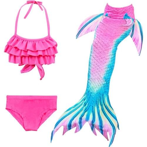Children Mermaid Tails Swimming Suit For Girls Mermaid Swimwear Swimmable Bikini Set Bathing Suit Kids Costumes Girl Swimsuit