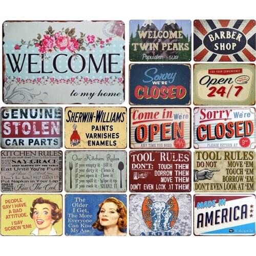 Welcome To My Home Vintage Metal Sign for Your Convinience Open 24/7 Any Time You Need Personalized Bar Decoration Billboard