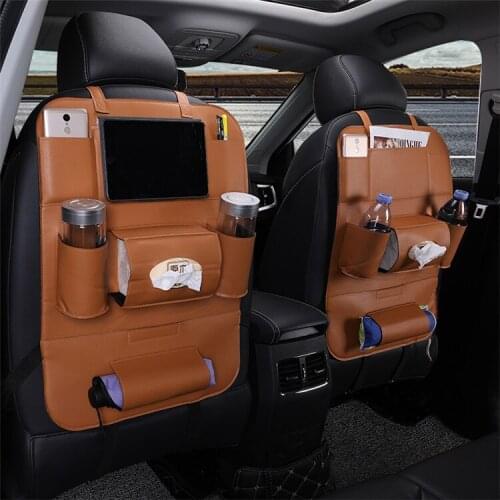 Two pieces Car Seat Leather Storage box water cup sundries multi-purpose car seat back storage bag
