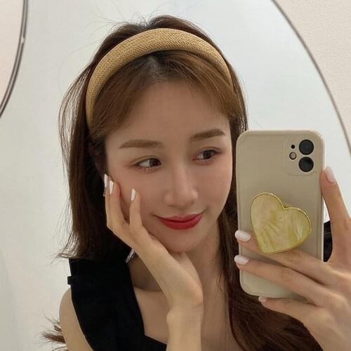 Elegant Tweed Headbands for Women Retro Turban French Hairbands Wide Head Bands Lady Head Hoop Fashion Tiara Hair Accessories