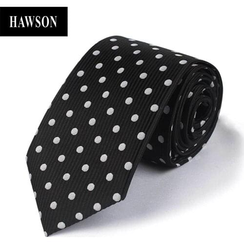 HAWSON Black Pure Color Mens Tie, White Polka Dot Necktie for Formal Occasion in Gift Box, Fashion Neck Tie for Men, Mens Decor