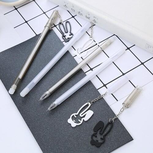 40 pcs/lot Cute Rabbit Pendant Gel Pen 0.5mm black ink Signature Pen School Office writing Supply Promotional Gift