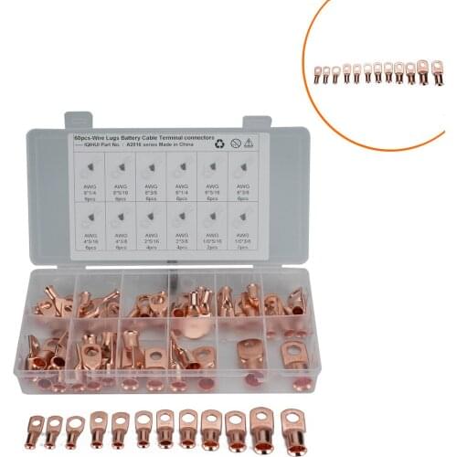 Hot Sale - 60 Only Equipped with 12 Specifications of Awg American Standard T2 Red Copper Cold Pressing Terminal Blocks / Copper