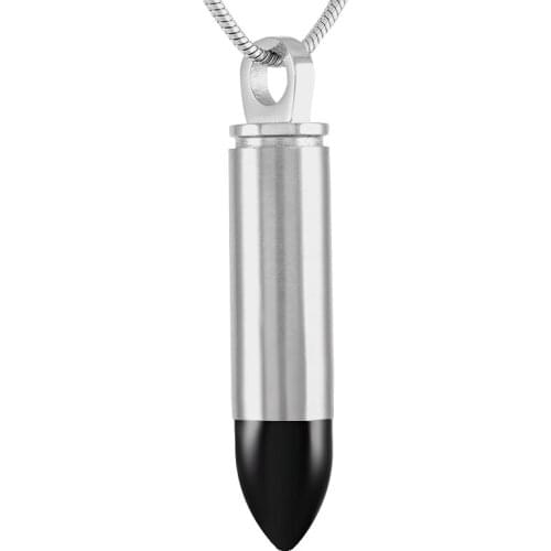 IJD2063 Engravable Blank Bullet Memorial Urn Necklace Stainless Steel Ashes Keepsake Cremation Jewelry Pendant for Men/Male