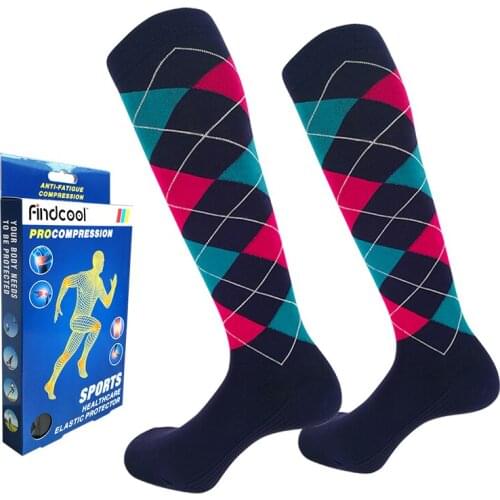 Findcool Compression Running Socks Women Men Pressure Knee High for Cycling Running