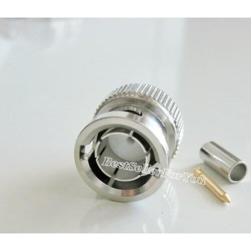 1Pcs Connector BNC Male Plug Straight Crimp RG179 RG174 RG316 Cable RF Coax Connector 75ohm