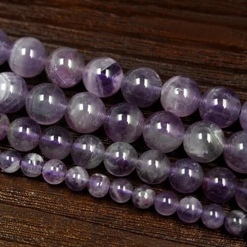 High Quality 4/6/8/10mm Natural Purple Crystal Dreamy Purple Quartz Round Ball Loose Beads For DIY Fashion Jewelry Making Hot