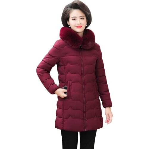 New Cotton Jacket Women Fashion Fur Collar Hot Winther Clothes Women cotton-padded Female Mother Jacket Coat Vestidos YL2903