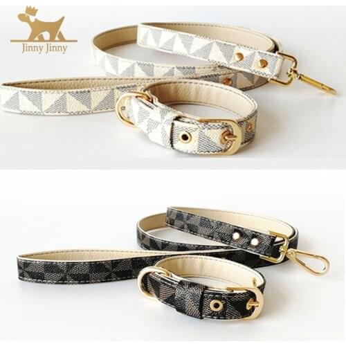 Fur Luxury Designer Dog Collar for Dogs | Luxury Dog Leash,Adjustable Waterproof PU Leather Dog Collar with Gold Buckle in Brown