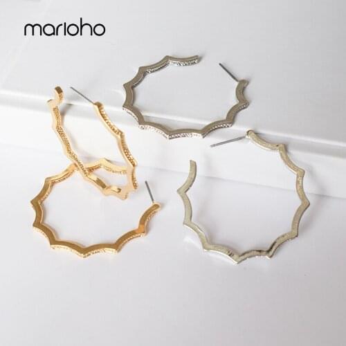 Fashion Pattern Round Wave Opening Hoop Earrings Gold Silver Color C Shape Angular Earrings Simple Jewelry Accessories Girl gift