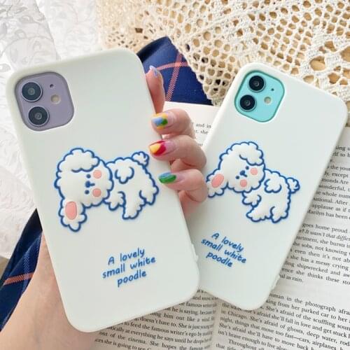 A Lovely Small White Poodle Dog Phone Case for iPhone 11 Pro Max XR X XS Max 7 8 Cute Cartoon Puppy Soft TPU Silicone Back Cover