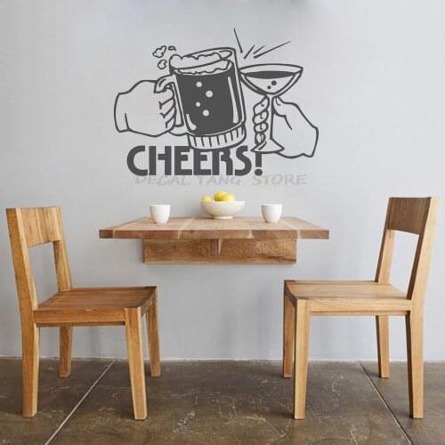 Wall Decals Kitchen Art Wall Stickers Home Decorative Wall Ornament Wallpaper Beer Glass Drink Cheers Pattern Removable 1538