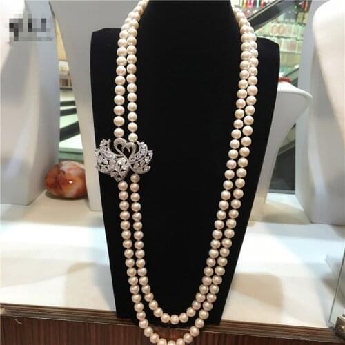 NEW Hot sell European American styles natural 8-9MM white baroque pearl necklace fashion jewelry 30inches