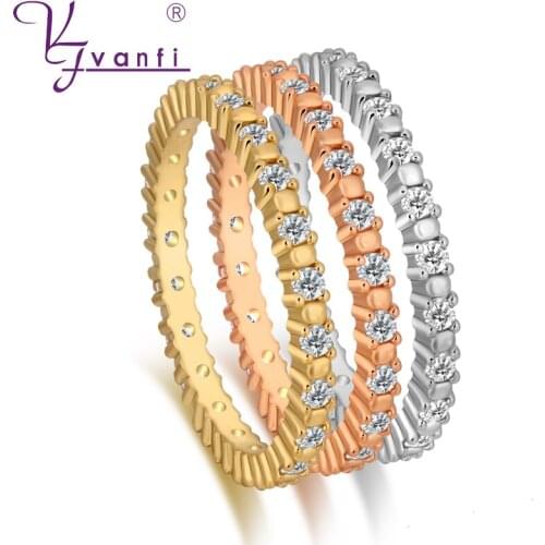 New style Best Quality Cubic Zirconia Three Band Wedding Ring Multi Plating Color Luxury Jewelry