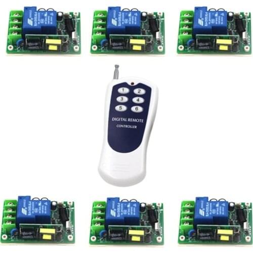 AC 85V-250V 110V 220V 30A relay 1CH wireless RF Remote Control Switch 1 Transmitter+ 6 Receiver free shipping SKU: 5487
