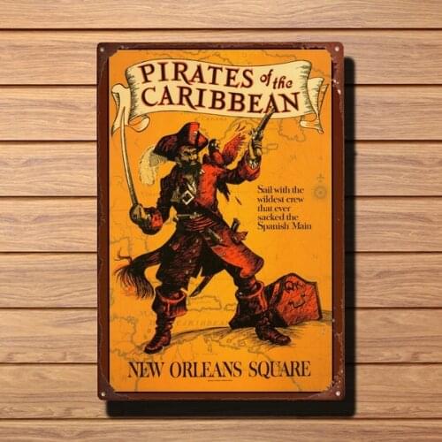 Pirates Of The Caribbean New Orleans Square Vintage Circular Tin Sign Bar Pub Home Metal Poster Wall Art Decor