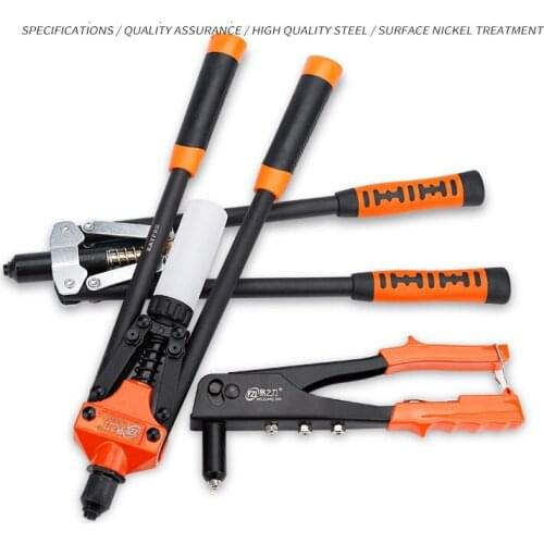Rivet Gun Heavy Duty Hand Riveter with 3-4 Replaceable Nosepieces Excellent Leverage Design Collecting Bottle Included DIY Tool