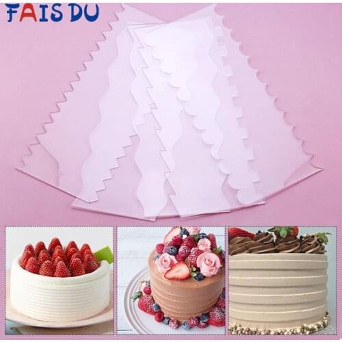Transparent Cake Scraper Smoother Cream Icing Comb Fondant Baking Pastry Decorating Tools Cake Decoration Accessories