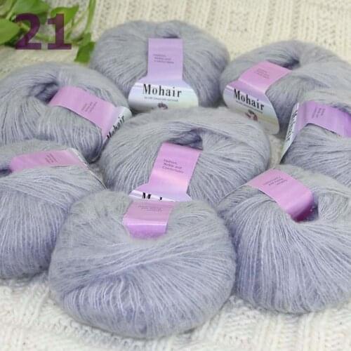 Sale New 8BallsX25g Luxury Soft Mohair Warm Wrap Shawl Hand Knit Crochet Yarn Gray 291-21-8