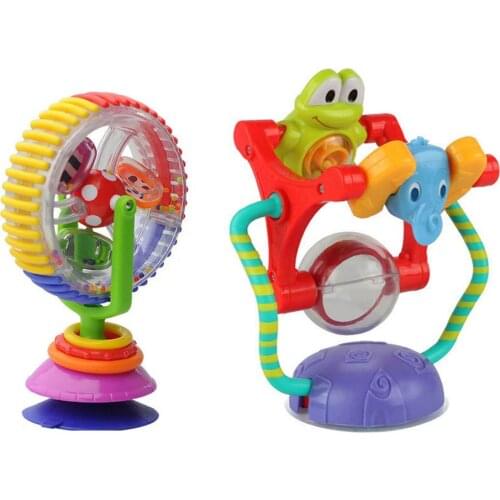 Multicolor Baby Rattle Toy With Suction Cup Baby Toy Fun Educational Baby Toys Colorful Rotating Wheel Stroller