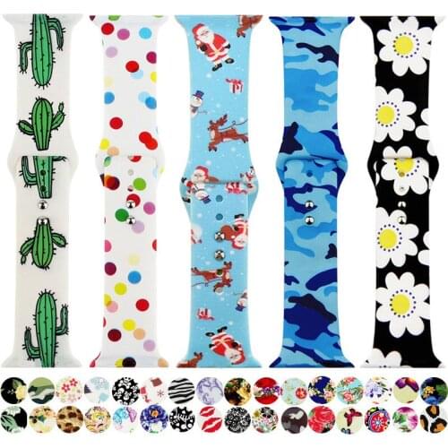 New Floral Flower Bands For Apple watch Series 6 5 4 SE 40mm 44mm Soft Sports Silicone Printed Strap For iWatch Band 3 38mm 42mm