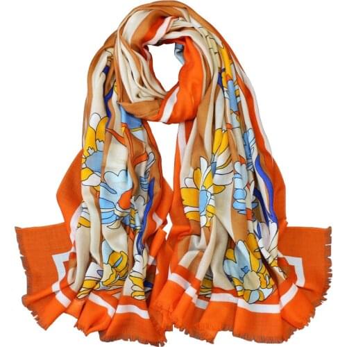 Women Cashmere Soft Scarf flower Hijab Shawls and Wraps Female Foulard Echarpe Popular Daisy Designer Bandana 200cm Long Scarfs