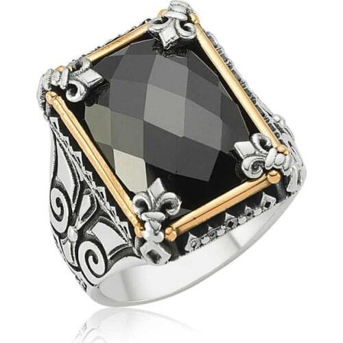 Silverlina Silver Black Stone Men 'S Ring