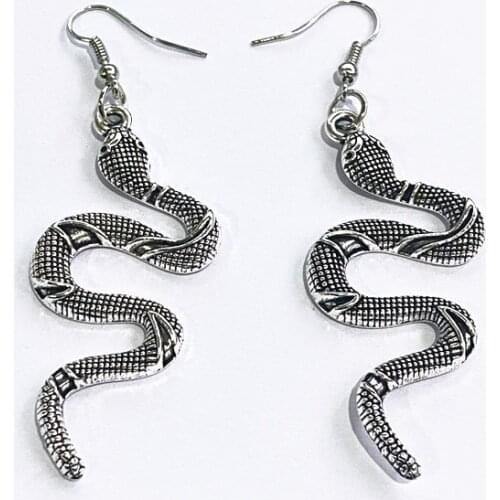 1 Pair Fashion King Cobra Charm Hanging Dangle Earrings Stainless Steel Jewelry Womens Jewelry Commemorative Gift