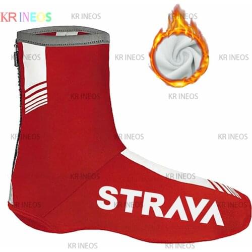 STRAVA Windproof Fleece Thermal Winter Cycling Shoe Cover Sneaker Bike Overshoes Road Bicycle MTB Winter Warm Cycling Shoe Cover