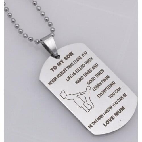 Ufine Fashion To my son jewelry stainless steel Engrave Name Love Mum ID Tag Necklaces Customized Logo necklace N412