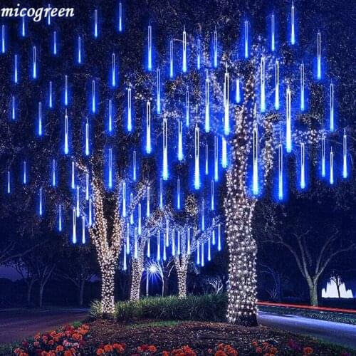 8 Tubes Waterproof Meteor Shower LED String Lights 30cm/50cm EU/US Plug New Year Christmas Home Garden Tree Outdoor Decoration