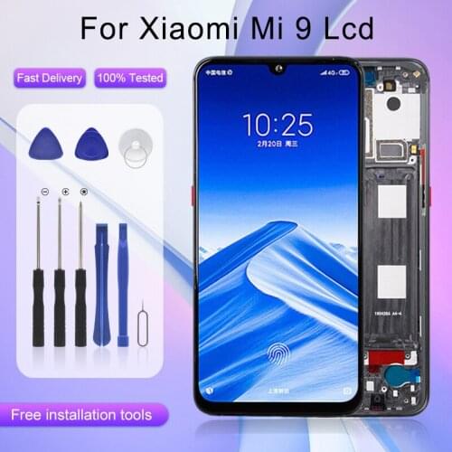 6.39inch For Xiaomi 9 LCD Touch Screen Panel Glass Digitizer M1902F1G Assembly For Mi9 Display With Middle Frame