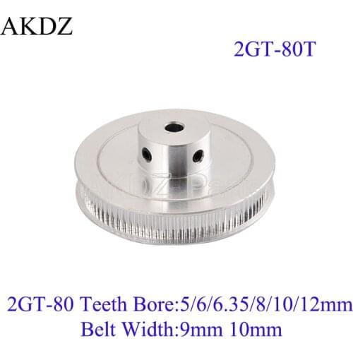 80 Teeth 2GT Timing Pulley Bore 6/6.35/8/10/12/14/15/16/17/19/20mm for GT2 Open Synchronous belt width 6/10mm 80Teeth 80T