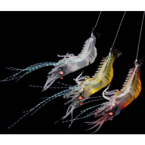 100 PCS Simulatie Shrimps Soft Baits Fake with Hook Silicone Fishing Lure Goods for Cat Fish Catfish Fisching Products Wholesale