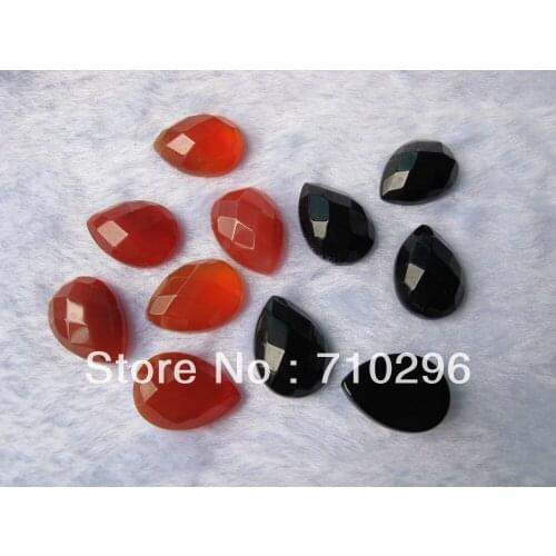 5pcs/lot Red agates Carnelian black Onyx Beads 14x20mm facet Pear Drop gem stone cabochon Bead fit stone ring necklace DIY