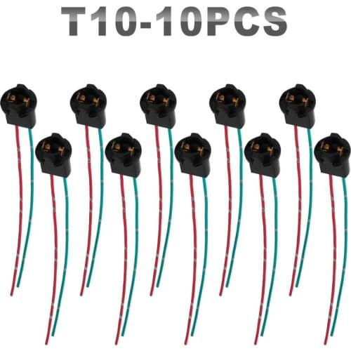 JGAUT 10 Pieces Auto Wires Connector Led Harness T10 Black Gray Soft Socket Hard Socket S25 Single Double Point With Wire