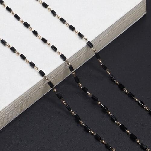 Hot Fashion simple handmade black crystal glasses chain glasses chain