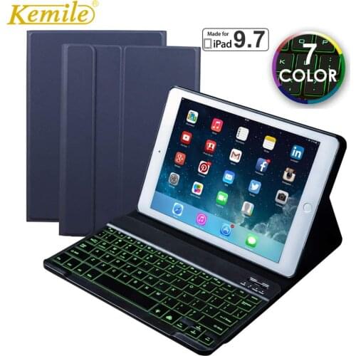 Back-lit Keyboard Case for iPad 6th 9.7 2018 2017 Pro 9.7 Air 2 Ultra thin PU Leather Case Stand Auto Sleep Cover for iPad 9.7