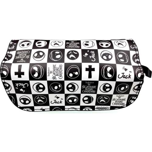 Cartoon Halloween Town Pumpkin King Jack Zero Double Zipper Pencil Pen Case Bag