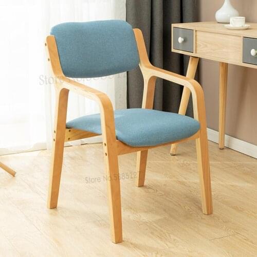 Home Modern Minimalist Nordic Style Student Desk Simple Chair Backrest Armrest Dining Chair Study Study Computer Chair