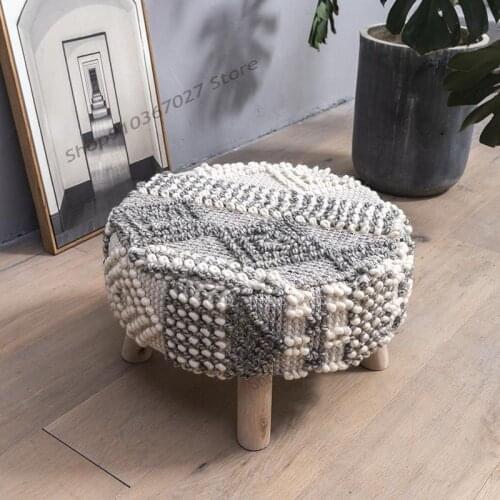 Imported Creative Nordic Bohemia Wool Soft Couch Sofa Stool Pier Shoe Replacement Stool