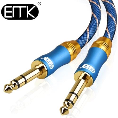 EMK Dual 6.35mm1/4'' AUX Audio Cable Speaker TRS 6.3 6.5 Jack Cable Male to Male 1m 2m 3m 5m 8m 10m Guitar Amplifier Mixer Cable