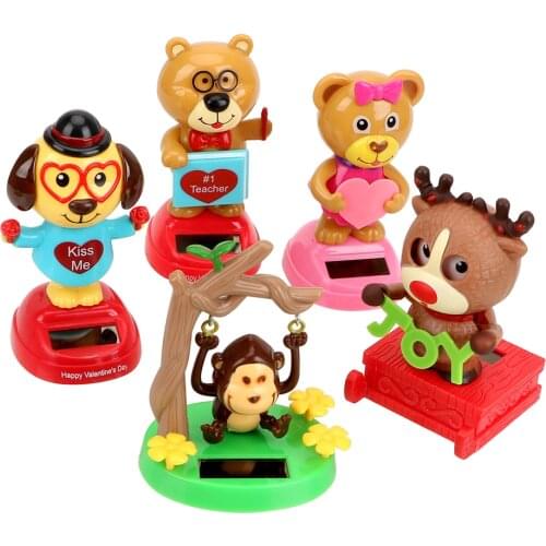 Swing Cartoon Doll Cute Animal Shape Car Ornament Car Dashboard Decoration Solar Powered Swinging Dancing Toy Gift For Kids