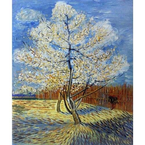 Handmade oil painting reproduction of Vincent Van Gogh High quality Pink Peach Tree Living room decor