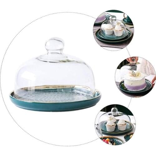 LBER Cake Stand Cake Plate Server with Dome Dessert Cake Cover Butter Dish Dome Tray Plate Fruit Platter 6- Inch