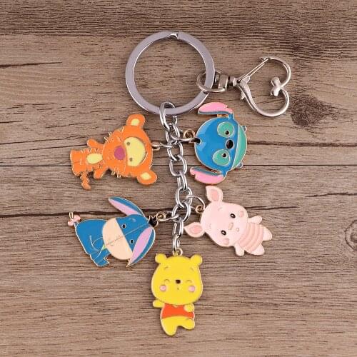 LT1018 Pooh Bear Cute Pendant Car Keychains backpack Key Chain Keyring Key Holder Woman Gifts Jewelry anime accessories