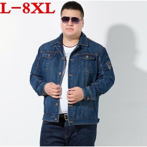 Plus size 8XL 7XL New Spring & Autumn Denim Jacket Men Turn-Down Collar Fashion Slim Outerwear Jaquetas Masculino Jeans Jacket