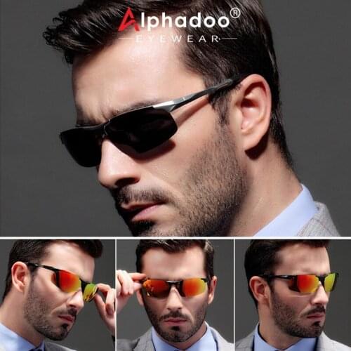 Alphadoo 2021 New Design Men Aluminum Driving Polarized Sunglasses Anti-Glare A805